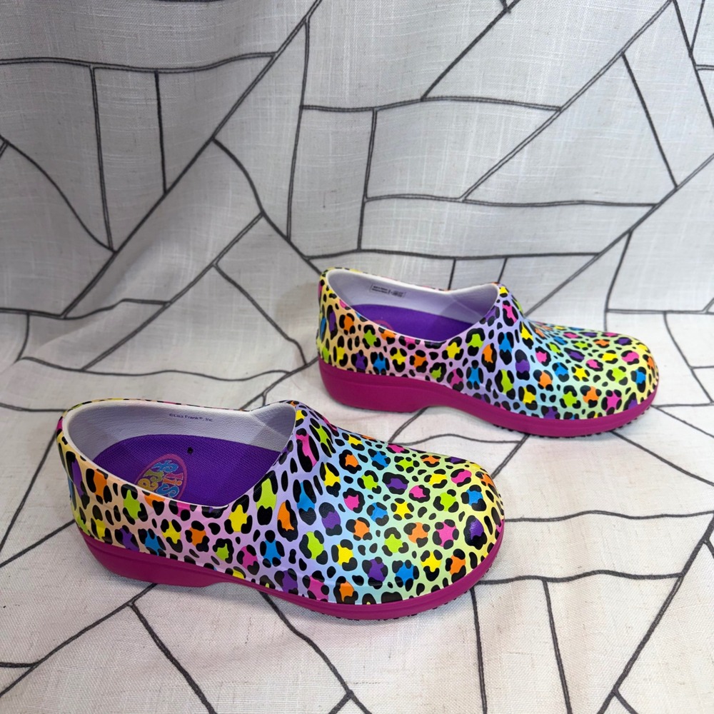 Crocs Lisa Frank Neria Pro II Clog Size 5 Womens Rainbow Leopard Slip Resistant - Picture 2 of 11